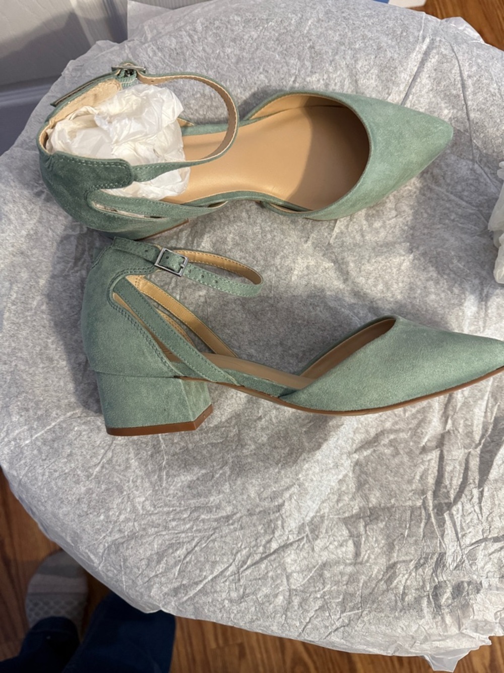 Classic MTL 1980 Women's Ankle-Strap Pointed Toe with 1”block heel in Sage Green - Picture 6 of 6